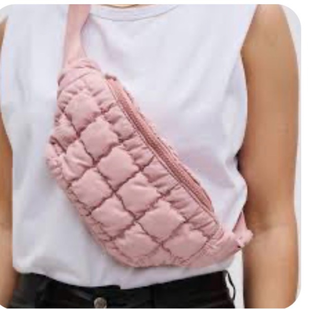 Pink Quilted Crossbody fully lined sling body bag Zenana